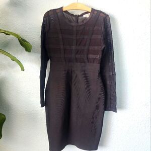 Chocolate bodycon mesh top midi dress